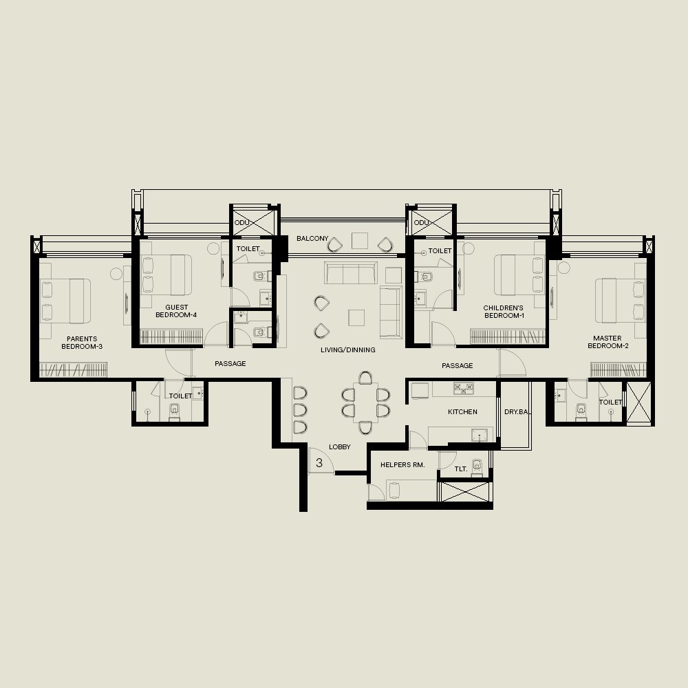 4 BHK Grande floor plan