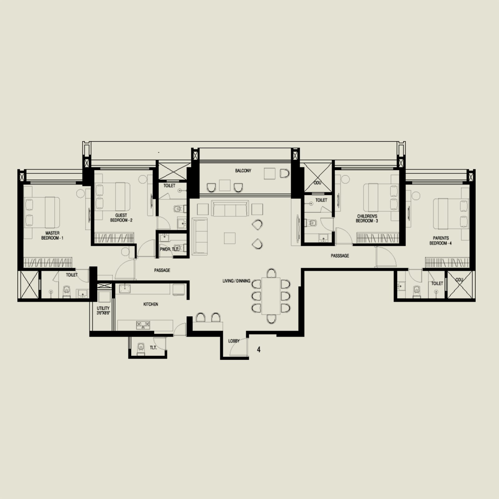 4 BHK Signature floor plan